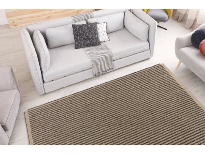 Jutový koberec - linky 1 - černý