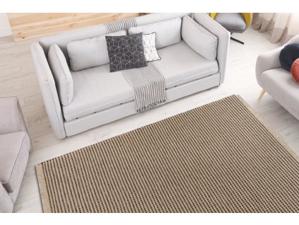 Jutový koberec - linky 2 - černý