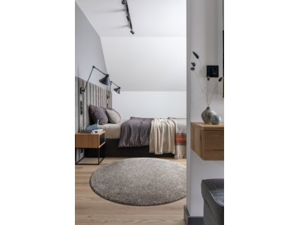 Kulatý kusový koberec Aires - jednobarevný - tmavě šedý