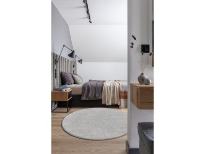 Kulatý kusový koberec Aires - jednobarevný - světle šedý