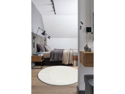 Kulatý kusový koberec Aires - jednobarevný - bílý