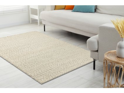 Ručně tkaný vlněný koberec Tarah - struktura - béžový