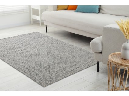 Ručně tkaný vlněný koberec Tarah - linky - šedý