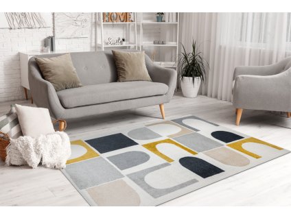 Kusový koberec Fusion - vzor 2 - bílý/žlutý