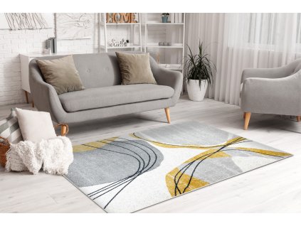 Kusový koberec Fusion - vzor 18 - šedý/žlutý