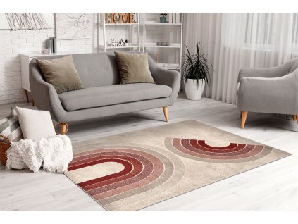 Kusový koberec Fusion - vzor 6 - červený/béžový
