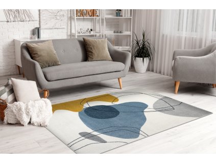 Kusový koberec Fusion - vzor 21 - krémový/modrý