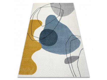Kusový koberec Fusion - vzor 21 - krémový/modrý