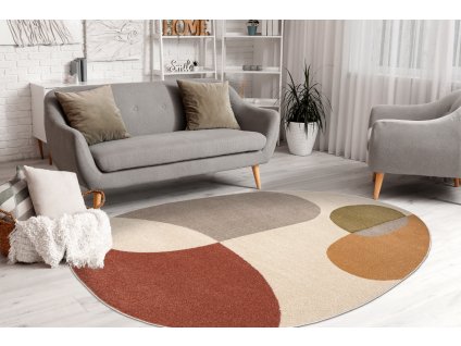 Oválný koberec Fusion - vzor 42 - béžový/červený