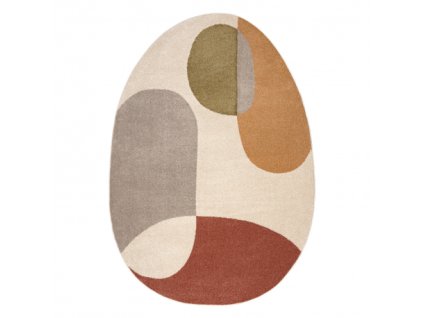 Oválný koberec Fusion - vzor 42 - béžový/červený