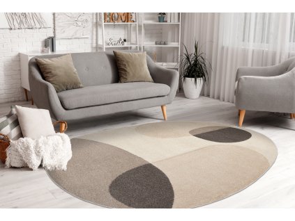 Oválný koberec Fusion - vzor 41 - béžový