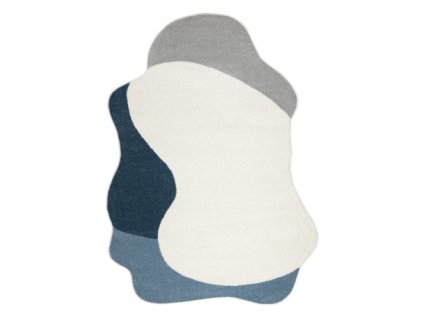 Oválný koberec Fusion - vzor 47 - modrý/bílý