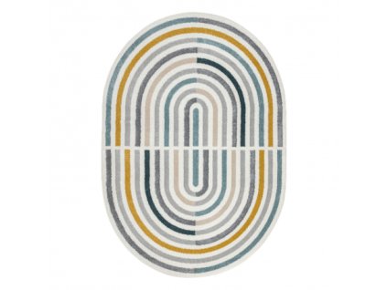 Oválný koberec Fusion - vzor 43 - modrý/žlutý