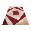 Moderní koberec Tap - čtverce 2 - krémový/červený