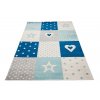 Dětský koberec Lazur - srdíčka a hvězdičky - modrý