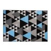Kusový koberec Maya - trojúhelníky 2 - černý/modrý