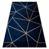 Moderní koberec Easy - zlaté tvary 2 - tmavě modrý