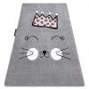 Krásný dětský koberec KINDER - kočička 1 - šedý
