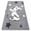 Krásný dětský koberec KINDER - sloník - šedý