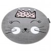 Kulatý dětský koberec KINDER - kočička - šedý