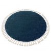 Kulatý koberec se střapci Herbert - dlouhý vlas 1 - tmavě modrý