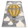 Krásný dětský koberec KINDER - balón a mráčky - šedý