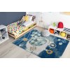 Krásný dětský koberec KINDER - vrtulník - šedý/modrý