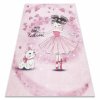 Dětský kusový koberec BAMBINO - kočička a holčička - růžový