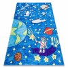 Dětský kusový koberec BAMBINO - vesmírné dobrodružství - modrý