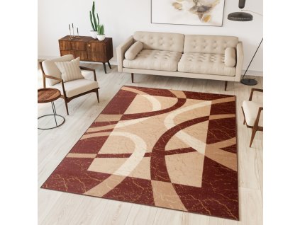 Moderný koberec Tap - geometrické tvary 1 - hnedý