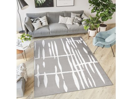 Moderný koberec Tap - čiary 4 - biely/sivý
