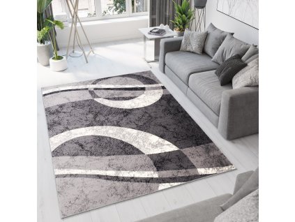 Moderný koberec Tap - vlnky 4 - sivý