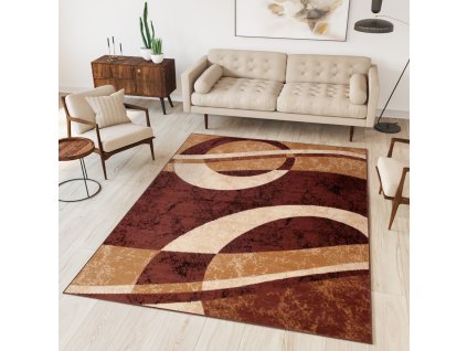 Moderný koberec Tap - vlnky 4 - hnedý