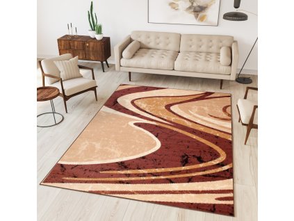 Moderný koberec Tap - vlnky 2 - hnedý