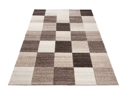 Kusový koberec SUPER - hnědý - čtverečky 2