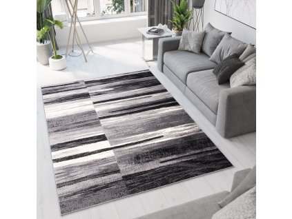Moderný koberec Tap - čiary 3 - krémový/sivý
