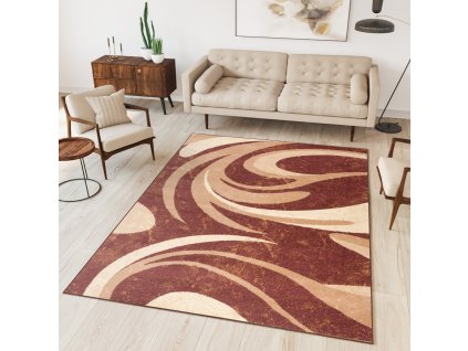 Moderný koberec Tap - vlnky 3 - hnedý