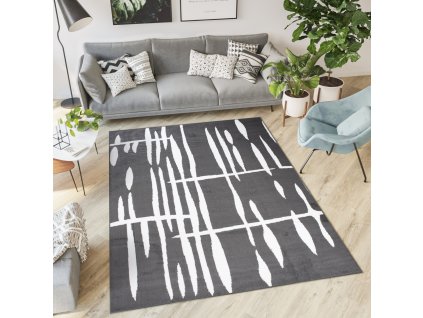 Moderný koberec Tap - čiary 4 - tmavo sivý/biely