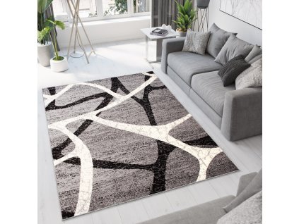 Moderný koberec Tap - obrazce 2 - krémový/sivý