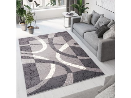 Moderný koberec Tap - geometrické tvary 1 - sivý