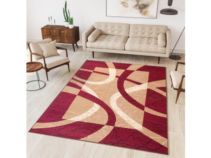 Moderní koberec Tap - geometrické tvary 1 - červený (Rozměr koberce 150x300 cm)