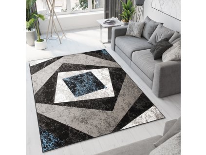 Moderný koberec Tap - štvorce 2 - sivý/modrý