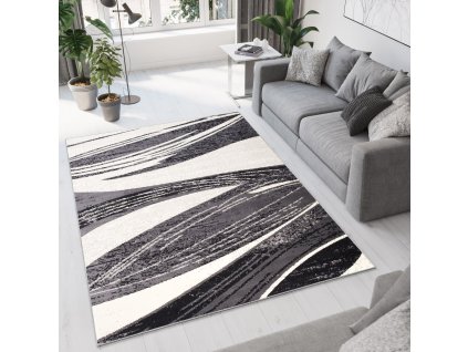 Moderný koberec Tap - vlnky 1 - krémový/sivý