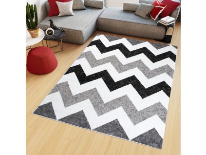 Kusový koberec Maya - abstrakt 1 - sivý/čierny