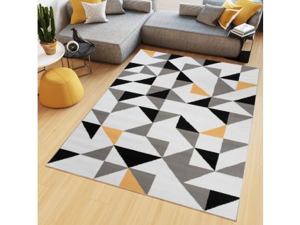 Kusový koberec Maya - trojuholníky 1 - biely/sivý