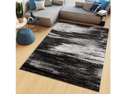Kusový koberec Maya - abstrakt 3 - čierny/biely