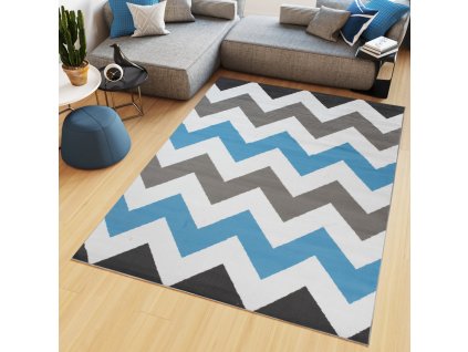 Kusový koberec Maya - vlnky 3 - sivý/modrý