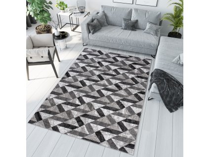 Kusový koberec Maya - vlnky 1 - sivý/biely