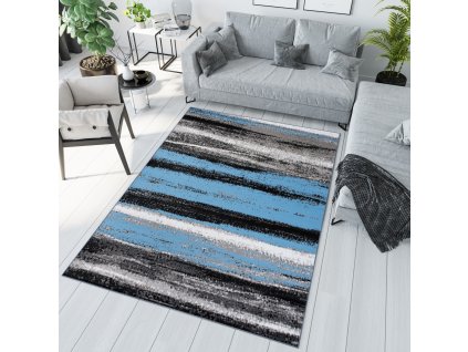 Kusový koberec Maya - pruhy 1 - sivý/modrý