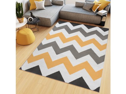 Kusový koberec Maya - vlnky 3 - sivý/žltý